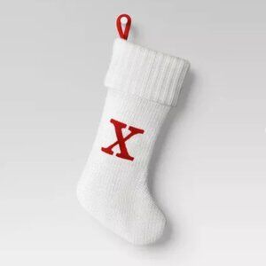 Knit Monogram Christmas Stocking - White - Letter X